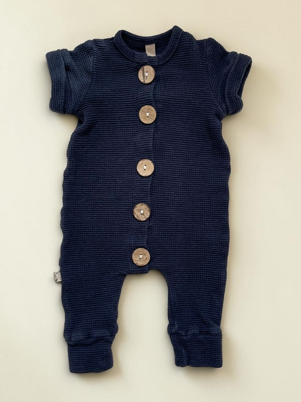 CHILDHOODS 🇺🇸 EUC Navy Blue Waffle Knit Comfy Minimalist Romper